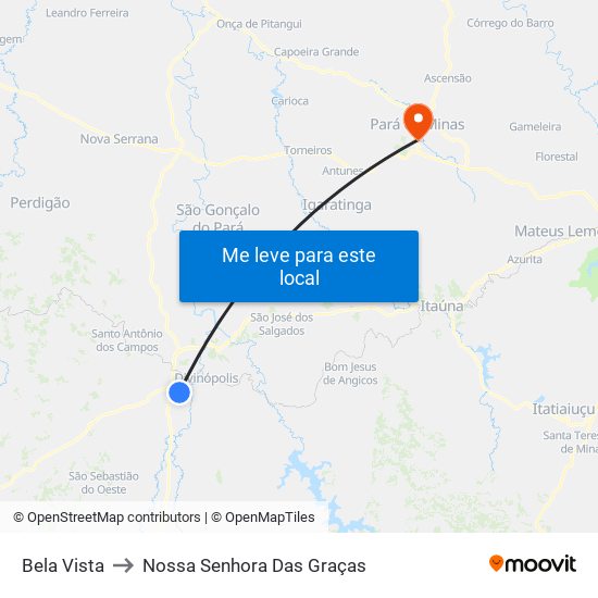 Bela Vista to Nossa Senhora Das Graças map