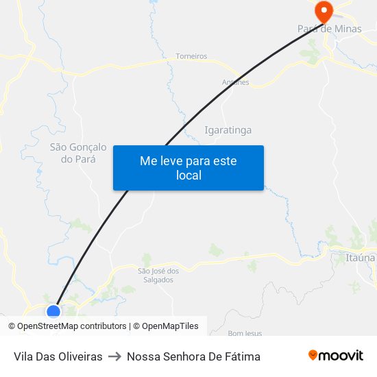 Vila Das Oliveiras to Nossa Senhora De Fátima map