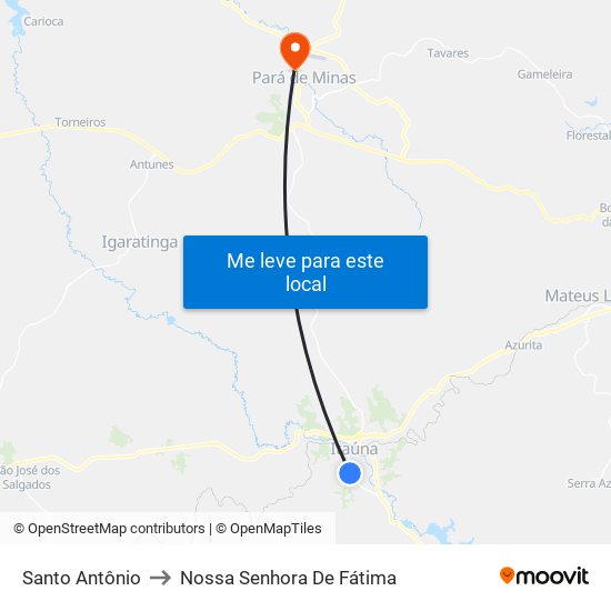 Santo Antônio to Nossa Senhora De Fátima map