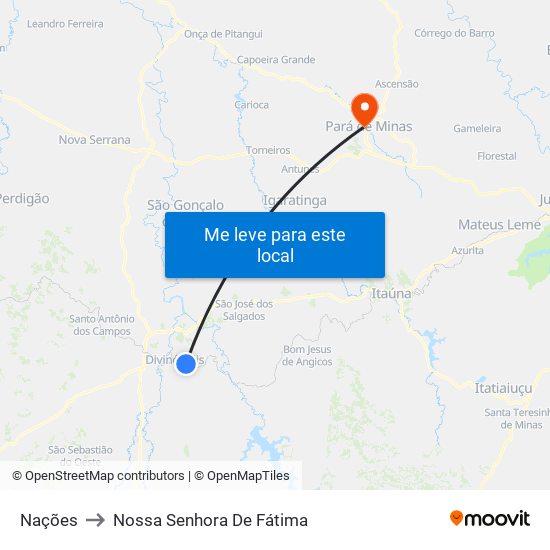 Nações to Nossa Senhora De Fátima map