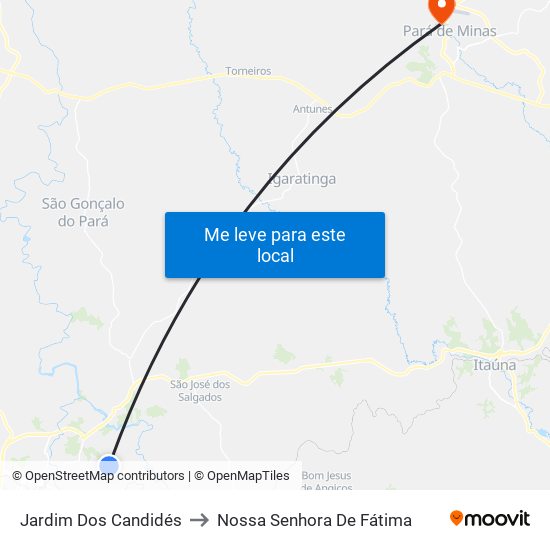 Jardim Dos Candidés to Nossa Senhora De Fátima map