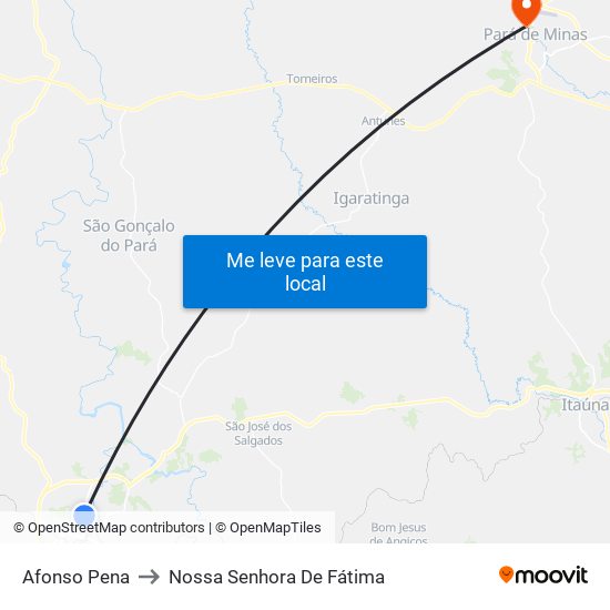 Afonso Pena to Nossa Senhora De Fátima map