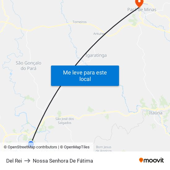 Del Rei to Nossa Senhora De Fátima map