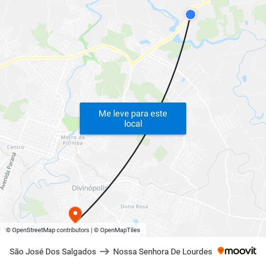 São José Dos Salgados to Nossa Senhora De Lourdes map