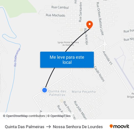 Quinta Das Palmeiras to Nossa Senhora De Lourdes map