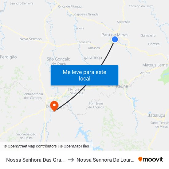 Nossa Senhora Das Graças to Nossa Senhora De Lourdes map