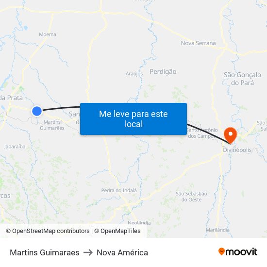 Martins Guimaraes to Nova América map