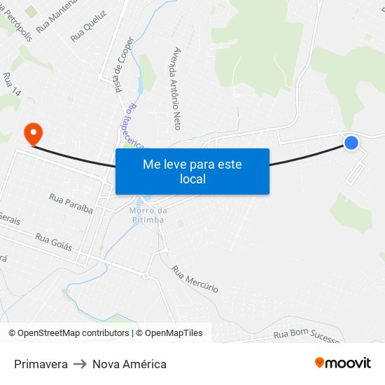 Primavera to Nova América map