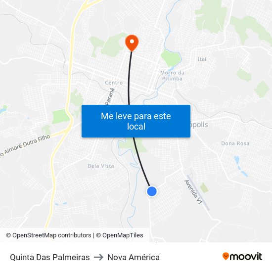 Quinta Das Palmeiras to Nova América map