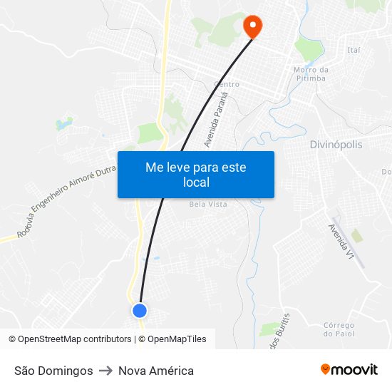 São Domingos to Nova América map