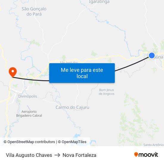 Vila Augusto Chaves to Nova Fortaleza map