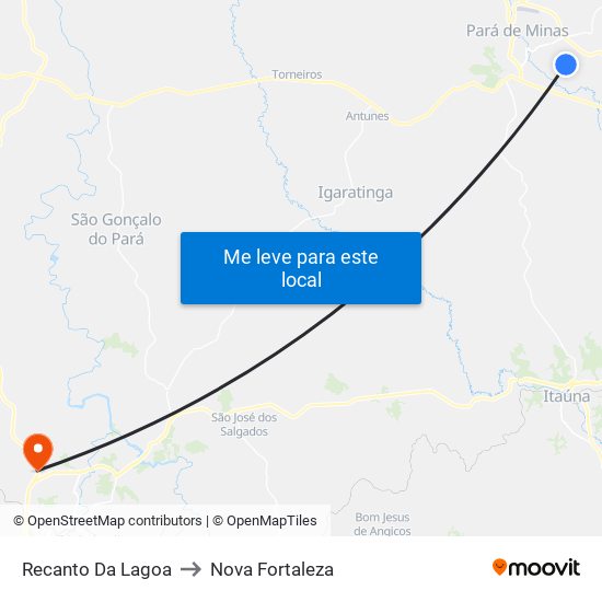 Recanto Da Lagoa to Nova Fortaleza map