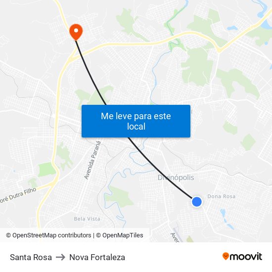 Santa Rosa to Nova Fortaleza map