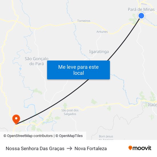 Nossa Senhora Das Graças to Nova Fortaleza map