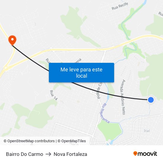 Bairro Do Carmo to Nova Fortaleza map