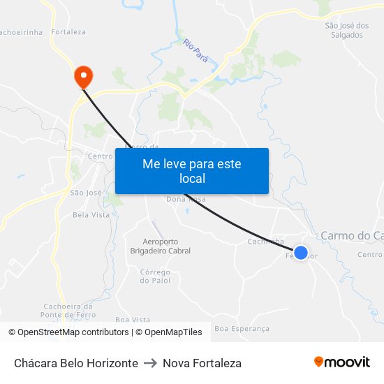 Chácara Belo Horizonte to Nova Fortaleza map