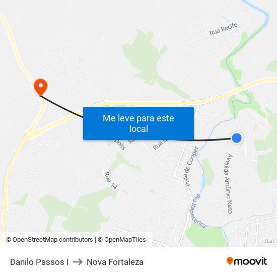 Danilo Passos I to Nova Fortaleza map
