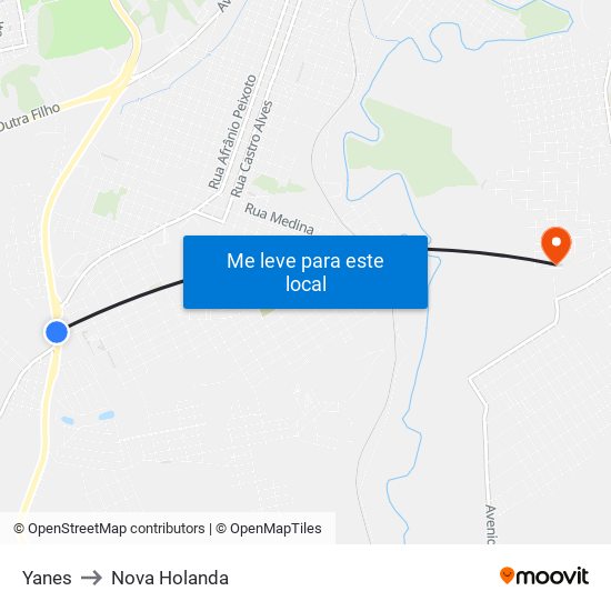 Yanes to Nova Holanda map