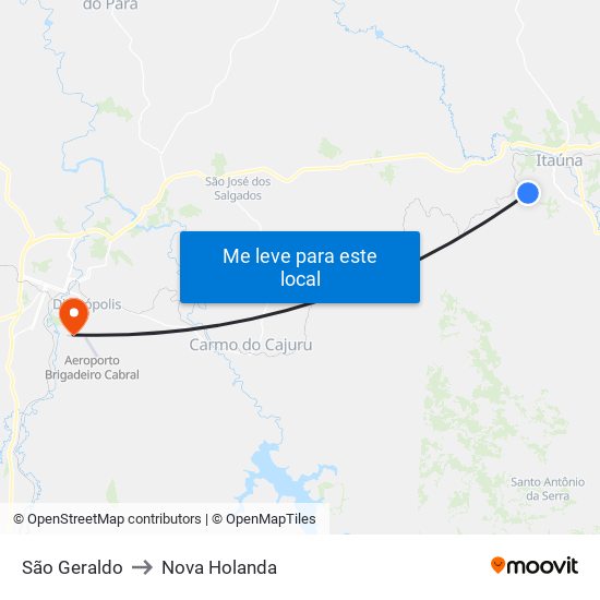 São Geraldo to Nova Holanda map