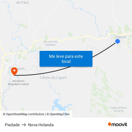 Piedade to Nova Holanda map