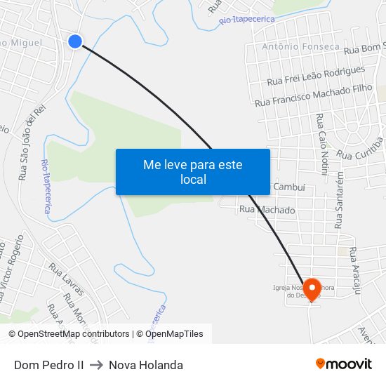 Dom Pedro II to Nova Holanda map