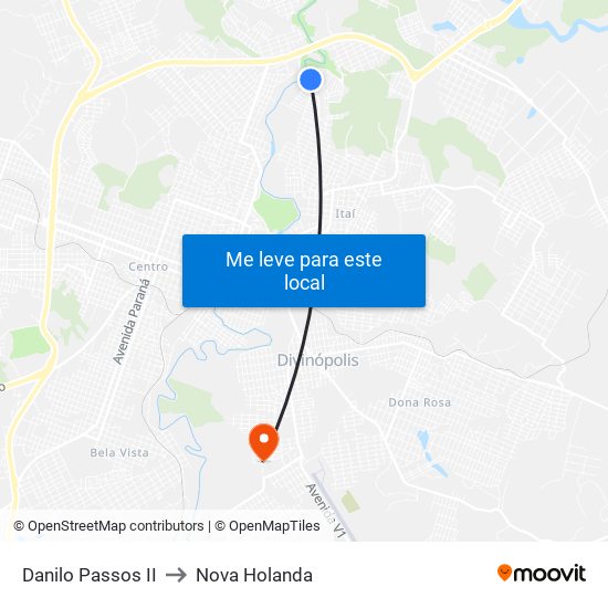 Danilo Passos II to Nova Holanda map