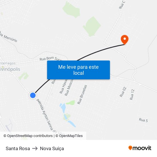 Santa Rosa to Nova Suíça map