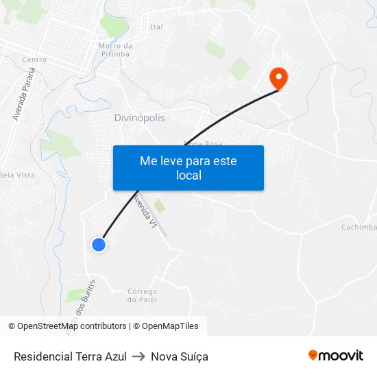 Residencial Terra Azul to Nova Suíça map