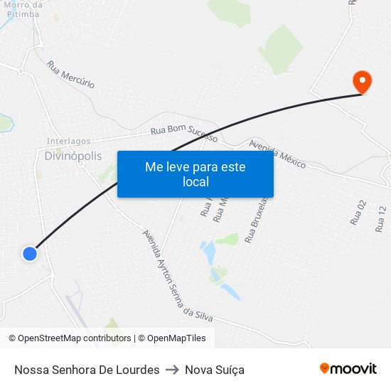 Nossa Senhora De Lourdes to Nova Suíça map