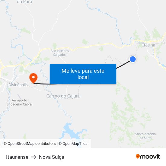 Itaunense to Nova Suíça map