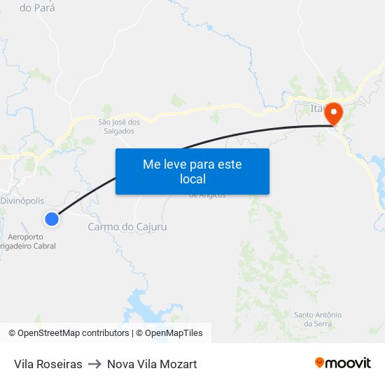 Vila Roseiras to Nova Vila Mozart map
