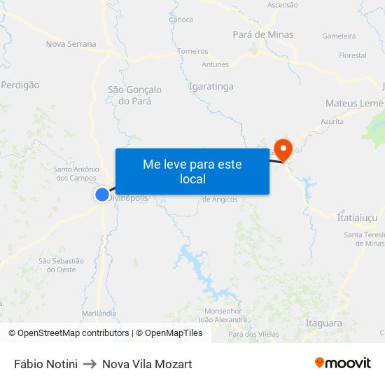 Fábio Notini to Nova Vila Mozart map