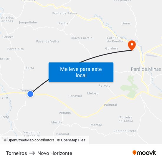 Torneiros to Novo Horizonte map