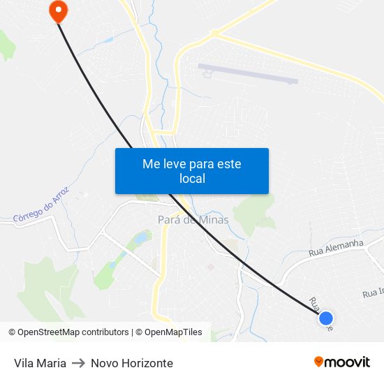 Vila Maria to Novo Horizonte map