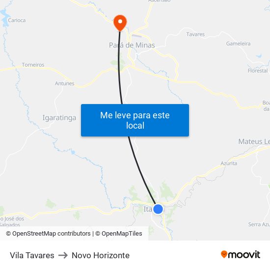 Vila Tavares to Novo Horizonte map