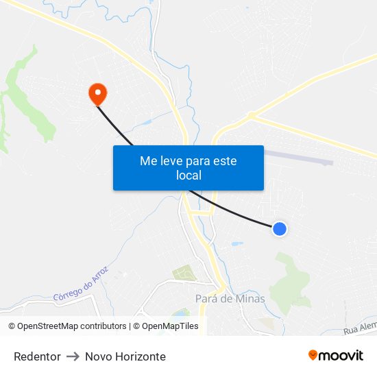 Redentor to Novo Horizonte map