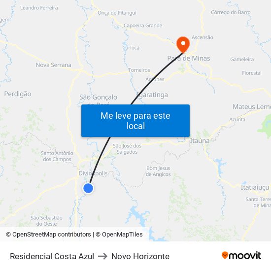 Residencial Costa Azul to Novo Horizonte map