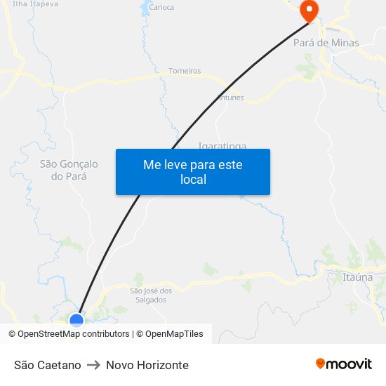 São Caetano to Novo Horizonte map