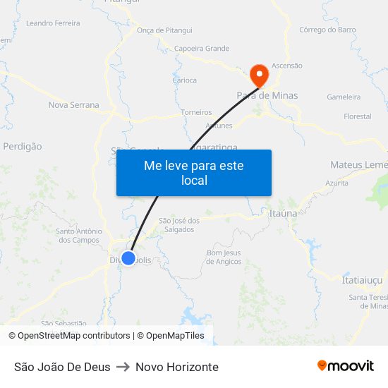 São João De Deus to Novo Horizonte map