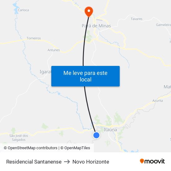 Residencial Santanense to Novo Horizonte map