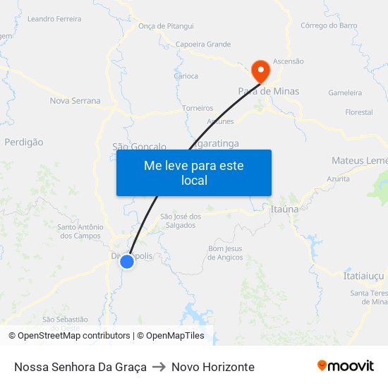 Nossa Senhora Da Graça to Novo Horizonte map