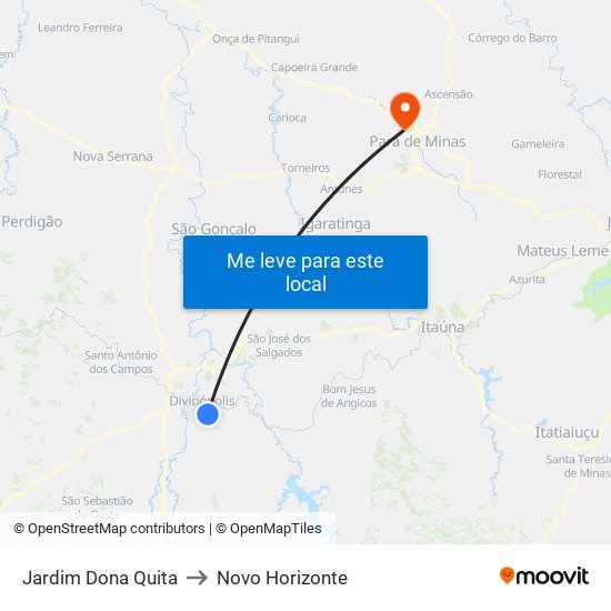 Jardim Dona Quita to Novo Horizonte map