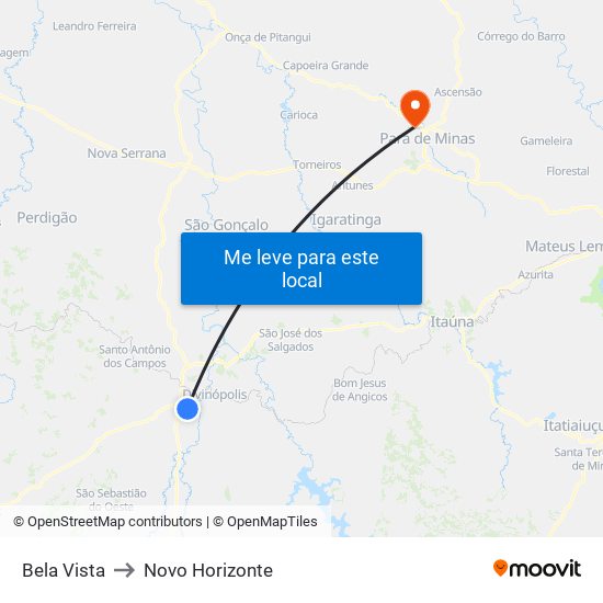 Bela Vista to Novo Horizonte map