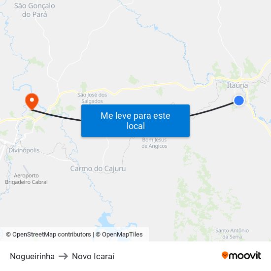 Nogueirinha to Novo Icaraí map