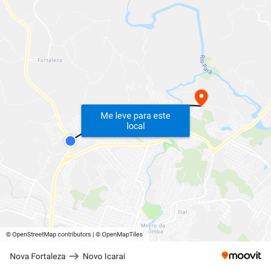 Nova Fortaleza to Novo Icaraí map