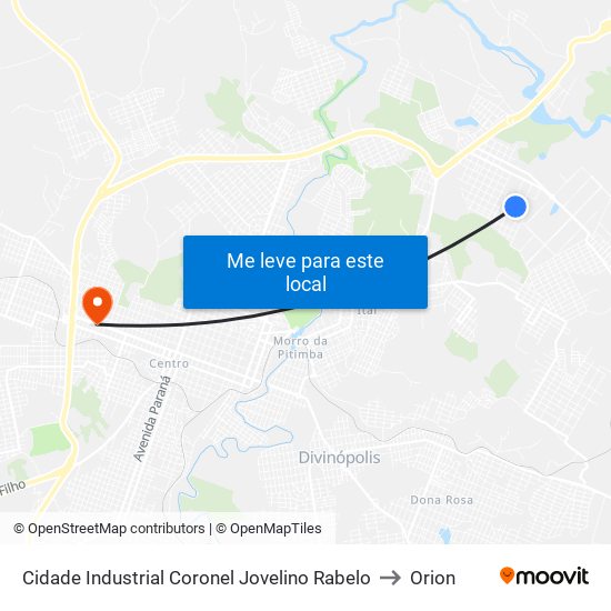 Cidade Industrial Coronel Jovelino Rabelo to Orion map