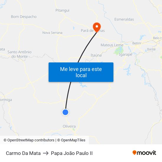 Carmo Da Mata to Papa João Paulo II map