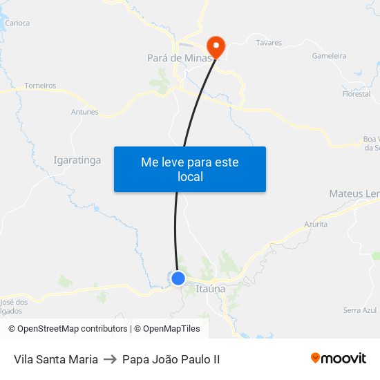 Vila Santa Maria to Papa João Paulo II map