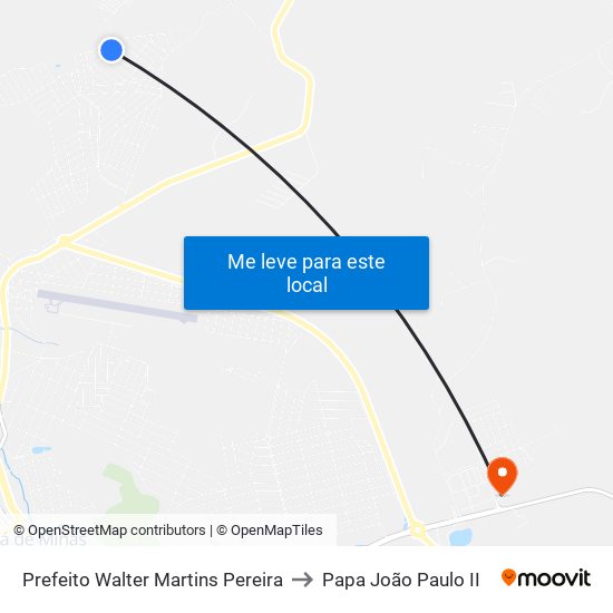 Prefeito Walter Martins Pereira to Papa João Paulo II map
