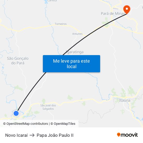 Novo Icaraí to Papa João Paulo II map